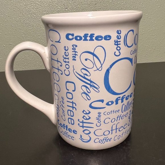 Pair of GIBSON  TEA & COFFEE Ceramic Mugs with Word Cloud Collage Patterns - Picture 6 of 13
